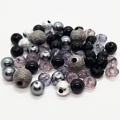 Korálky, 6-9mm, mix, 55ks