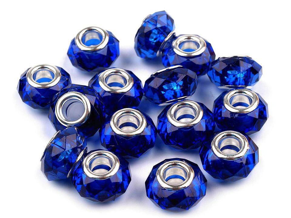 Korálek velký průvlek, 14x5,9mm, modrá námořnická, 1ks