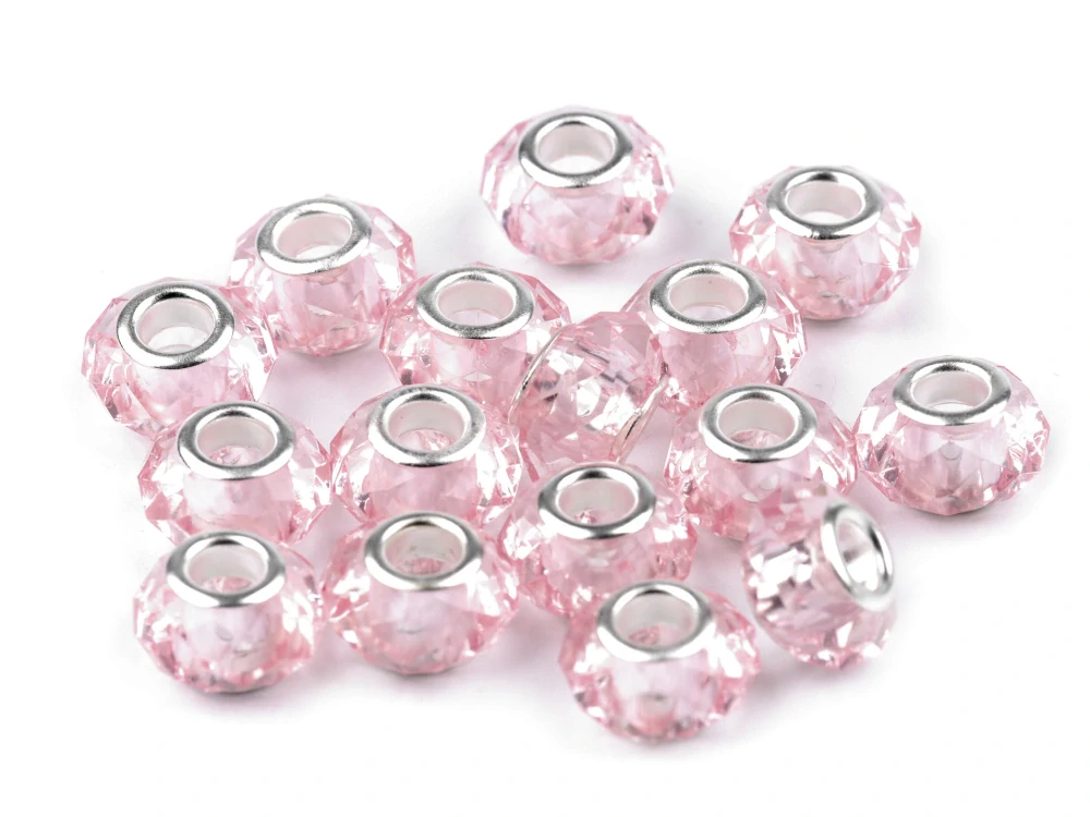 Korálek velký průvlek, 14x5,9mm, růžový nejsvětlejší, 1ks