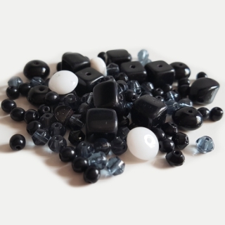 Skleněný mačkaný mix, 4-20mm, černá, 50g