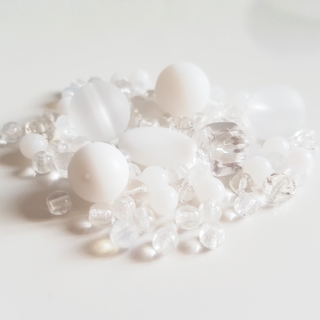 Skleněný mačkaný mix, 4-20mm, bílá, 50g