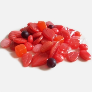 Skleněný mačkaný mix, 4-20mm, červená, 50g