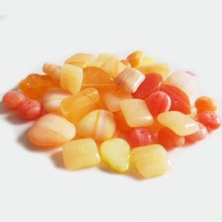 Skleněný mačkaný mix, 4-20mm, oranžová, 50g