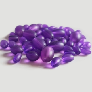 Skleněné oválky MATT, 4-12mm, fialová, 50g