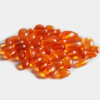 Skleněné oválky MATT, 4-12mm, oranžová, 50g