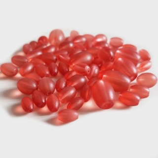 Skleněné oválky MATT, 4-12mm, červená, 50g