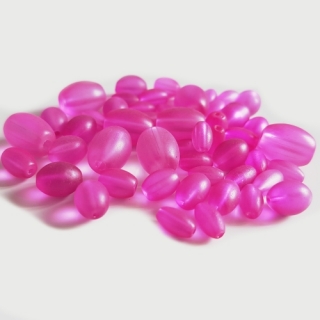 Skleněné oválky MATT, 4-12mm, růžová tmavá, 50g