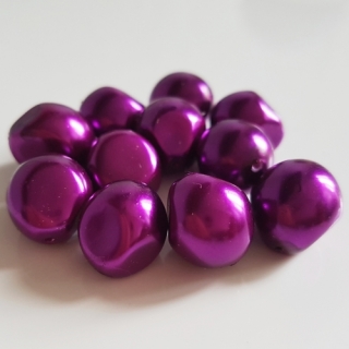 Voskované perly, 15x13mm, fialová, 5ks