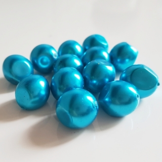 Voskované perly, 15x13mm, tyrkysová, 5ks