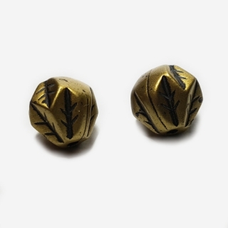 Plastový korálek, 14mm, staromosaz, 2ks