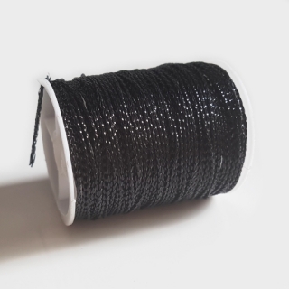 Šňůra s lurexem, černá, 1mm, 8-10m