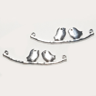 Přívěsek 43x11mm, ptáčci, 1ks