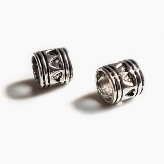 Kovový korálek srdce, 7x7mm, platina, 2ks