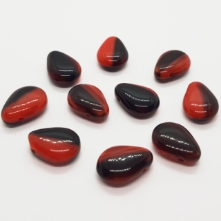 Korálky broušené CZ, 13mm, červenočerná, 10ks