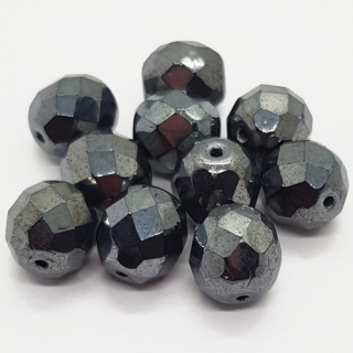 Korálky mačkané CZ, 10mm, hematit, 1ks