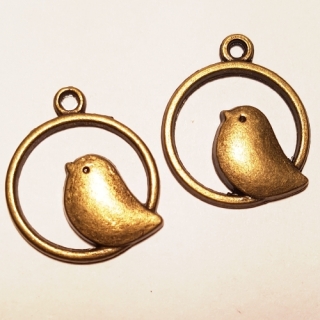 Přívěsek 20mm, ptáček, 2ks