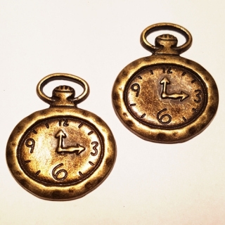 Přívěsek 28x30mm, hodiny, 1ks