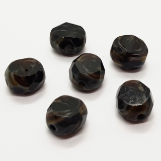 Korálky mačkané CZ, 8mm, černohnědá, 6ks
