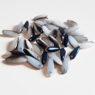Jazýčky, 10x3mm, bílošedomodrá, 40 ks