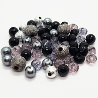 Korálky, 6-9mm, mix, 55ks 
