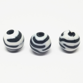 Korálky plastové, 11mm, černobílá, 1ks