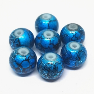 Korálky skleněné, 8mm, modrá, 2ks