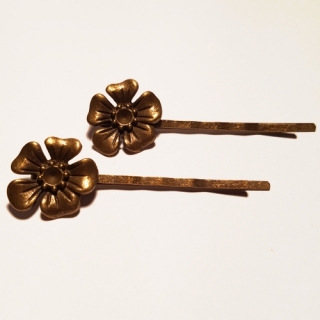 Vlasová sponka 18x16mm, staromosaz, 2ks