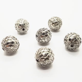 Korálek plastový odrátovaný, 10mm, stříbrná, 2ks