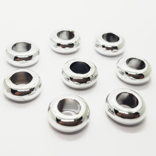 Korálek s velkým průvlekem, 5x12mm, stříbrná, 2ks