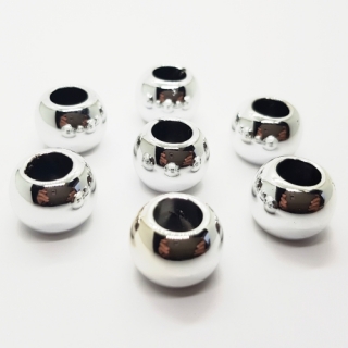 Korálek s velkým průvlekem, 11x15mm, stříbrná, 2ks