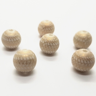 Plastový korálek zlatý, bílá, 10mm (2ks)