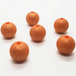 Plastový korálek zlatý, oranžová tm., 10mm (2ks)