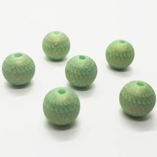 Plastový korálek zlatý, zelená sv., 10mm (2ks)