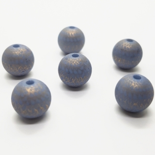 Plastový korálek zlatý, modrá tm.,10mm (2ks)
