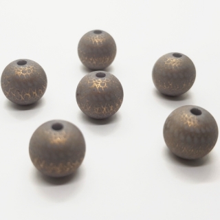 Plastový korálek zlatý, šedomodrá,10mm (2ks)