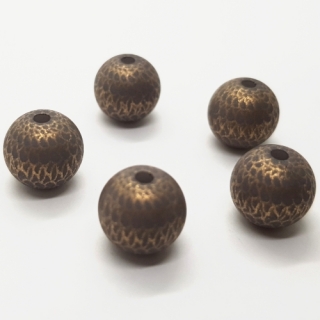 Plastový korálek zlatý, šedá tm.,10mm (2ks)