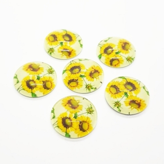 Kabošon, 18mm, slunečnice, 1ks