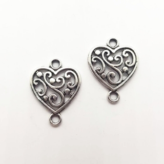 Přívěsek, 19x14mm, srdce, 1ks