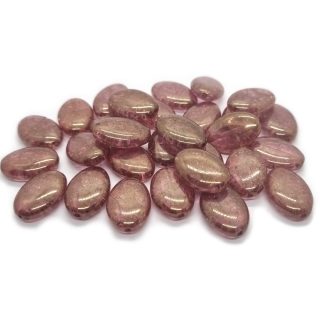 Praskané korálky, ovál, 11x16 mm, růžová (5ks)