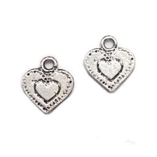 Přívěsek, 12x13mm, srdce, 2ks
