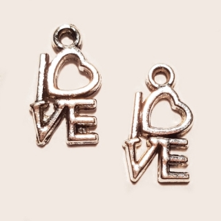 Přívěsek 7x15mm, love, 2ks