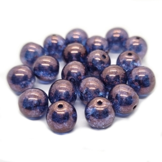 Praskané korálky s listrem, 8mm, modrofialová, 4ks
