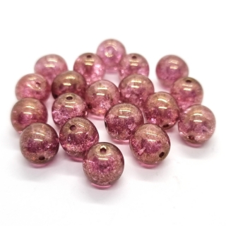 Praskané korálky s listrem, 8mm, starorůžová, 4ks