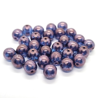 Praskané korálky s listrem, 6mm, modrofialová,10ks