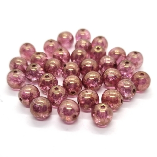 Praskané korálky s listrem, 6mm, starorůžová,10ks