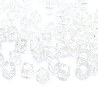Plastová kostka, AB efekt, transp., 6x6x6 mm, 25ks