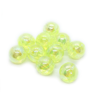 Plastový korálek, AB efekt, žlutá neon, 10mm, 10ks