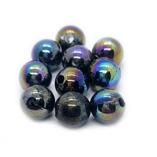 Plastový korálek, AB efekt, multikolor, 10mm, 10ks