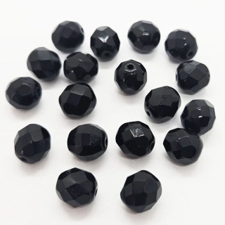 Korálky mačkané CZ, 8mm, černá, 18ks