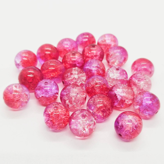 Praskané korálky, 10mm, růžovočervená, 6ks